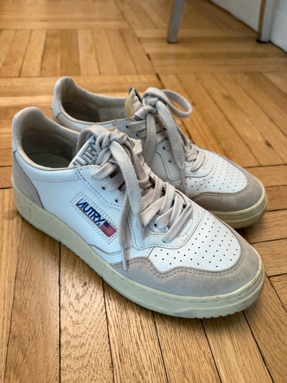 White Medalist Low Leather and Suede Sneakers - Picture 2 of 4
